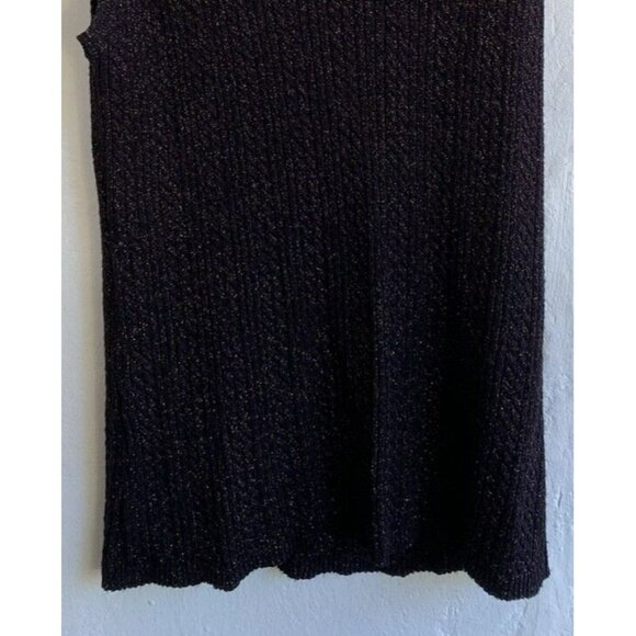 COPY - Chico's Ribbed Tank Top Size 3/XL Black Gold Metallic V-Neck Sweater - Picture 3 of 8